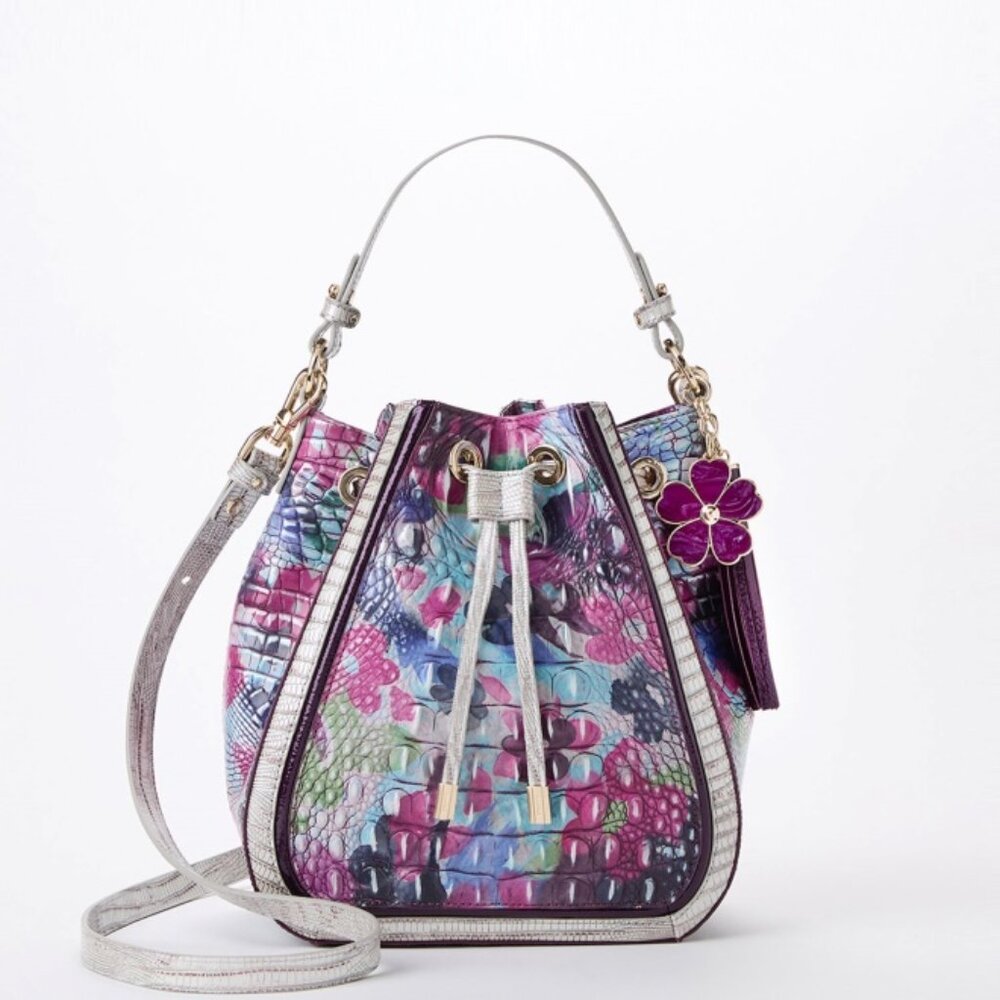 Brahmin Melinda Bucket Bag in Lavender Blossoming NWT